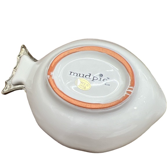 Mud Pie Sea Shell Line Terracotta FIGURAL FISH Dessert Dish Bowl w/Silver Tail - Picture 3 of 6